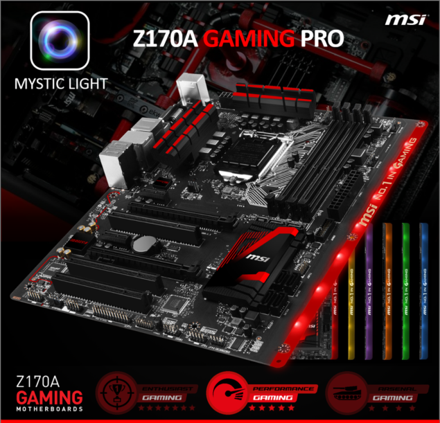 MSI Unveils Z170A Gaming Pro Motherboard – Full RGB LEDs Illuminated PCB With 16.5 Million Colors